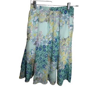 NY Collection Skirt Women's Petite Small Floral Pleated Colorful Boho Artsy